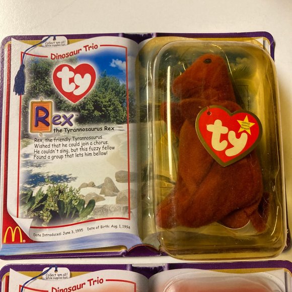 McDonald's Ty Beanie Babies "Dinosaur Trio Collection" Steg & Rex New Unopened - Picture 2 of 12